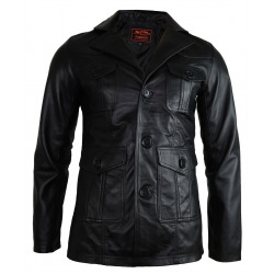 Mens Leather Blazer Hector Black