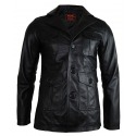 Mens Leather Blazer Hector Black