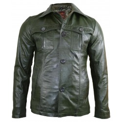 Mens Leather Blazer Troy Green