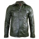 Mens Leather Blazer Troy Green