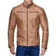 Mens Leatherette Jacket Scarabeus Brown