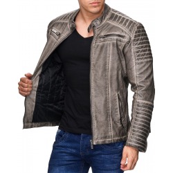 Mens Leatherette Jacket Scarabeus Grey