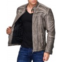 Mens Leatherette Jacket Scarabeus Grey