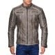 Mens Leatherette Jacket Scarabeus Grey