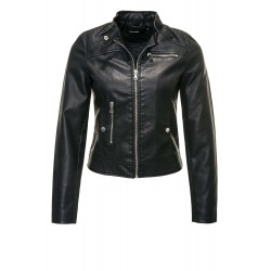Womens Leatherette Jacket Diva Black