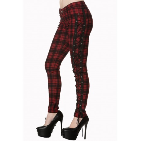 Womens Check Trousers Tara Red