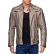 Mens Leatherette Jacket Scarabeus Beige