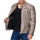 Mens Leatherette Jacket Scarabeus Beige