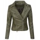Womens Leatherette Jacket Lingua Green