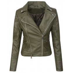 Womens Leatherette Jacket Lingua Green