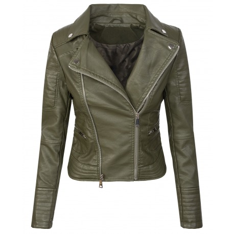 Womens Leatherette Jacket Lingua Green