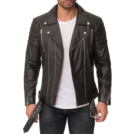 Mens Leatherette Jacket Patrick Black