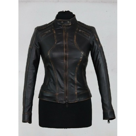 Womens Leather Jacket Evangeline Black