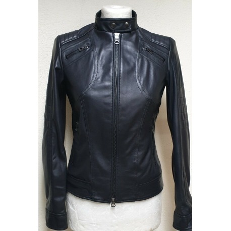 Womens Leather Jacket Amber Black