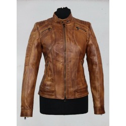 Womens Leather Jacket Abigail Brown
