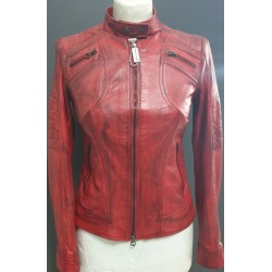 Womens Leather Jacket Abigail Red