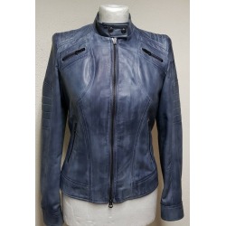 Womens Leather Jacket Abigail Blue