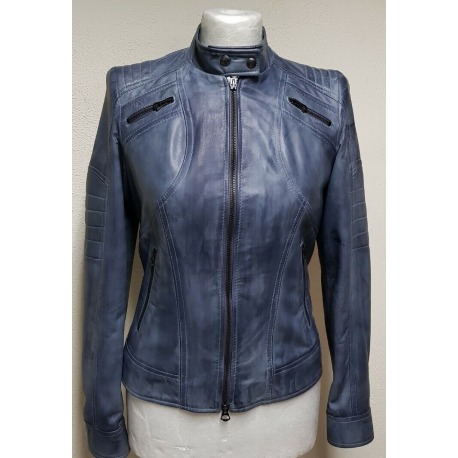 Womens Leather Jacket Abigail Blue