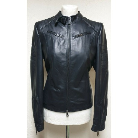 Womens Leather Jacket Crystal Black