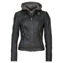 Womens Leather Jacket Avril Black
