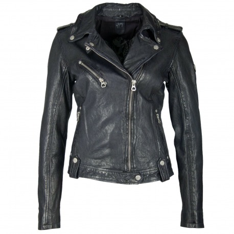 Womens Leather Jacket Adria Navy