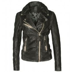 Womens Leather Jacket Leona Black