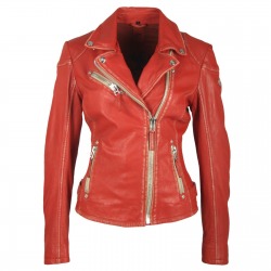 Womens Leather Jacket Alexia Red