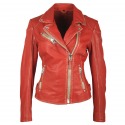 Womens Leather Jacket Alexia Red