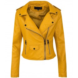 Womens Leatherette Jacket Valentine Yellow
