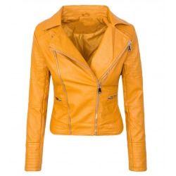 Womens Leatherette Jacket Lingua Yellow