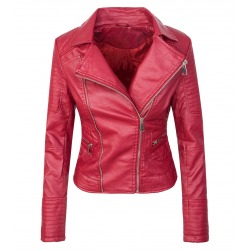 Womens Leatherette Jacket Lingua Red