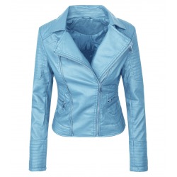 Womens Leatherette Jacket Lingua Blue