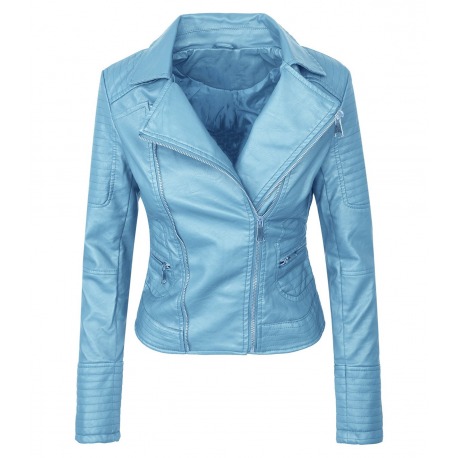 Womens Leatherette Jacket Lingua Blue