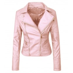 Womens Leatherette Jacket Lingua Pink