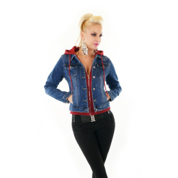 Womens Denim Jacket Nadia Blue-red